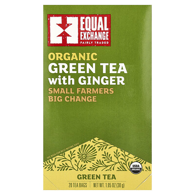 Product Image for Equal Exchange, Organic Green Tea with Ginger, 20 Tea Bags, 1.05 oz (30 g)