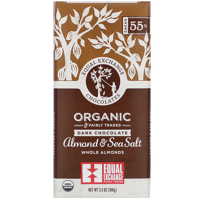Equal Exchange Organic Dark Chocolate, Almond & Sea Salt, 3.5 oz (100 g)