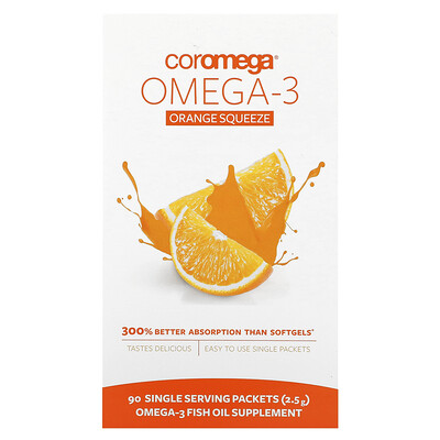 

Coromega Omega-3 Orange Squeeze 90 Packets 2.5 g Each