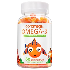 Coromega, Омега-3, Фруктовые жевательные конфеты для детей, 60 жевательных конфет