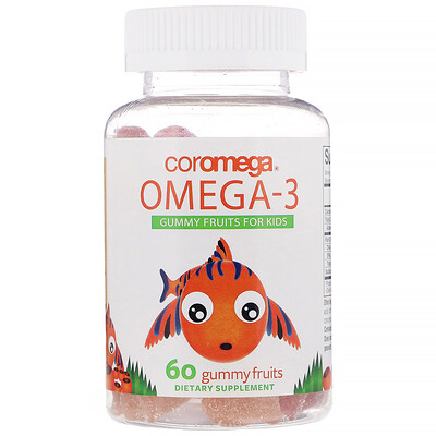 Coromega Омега-3, фруктовые жевательные конфеты для детей, 60 жевательных конфет