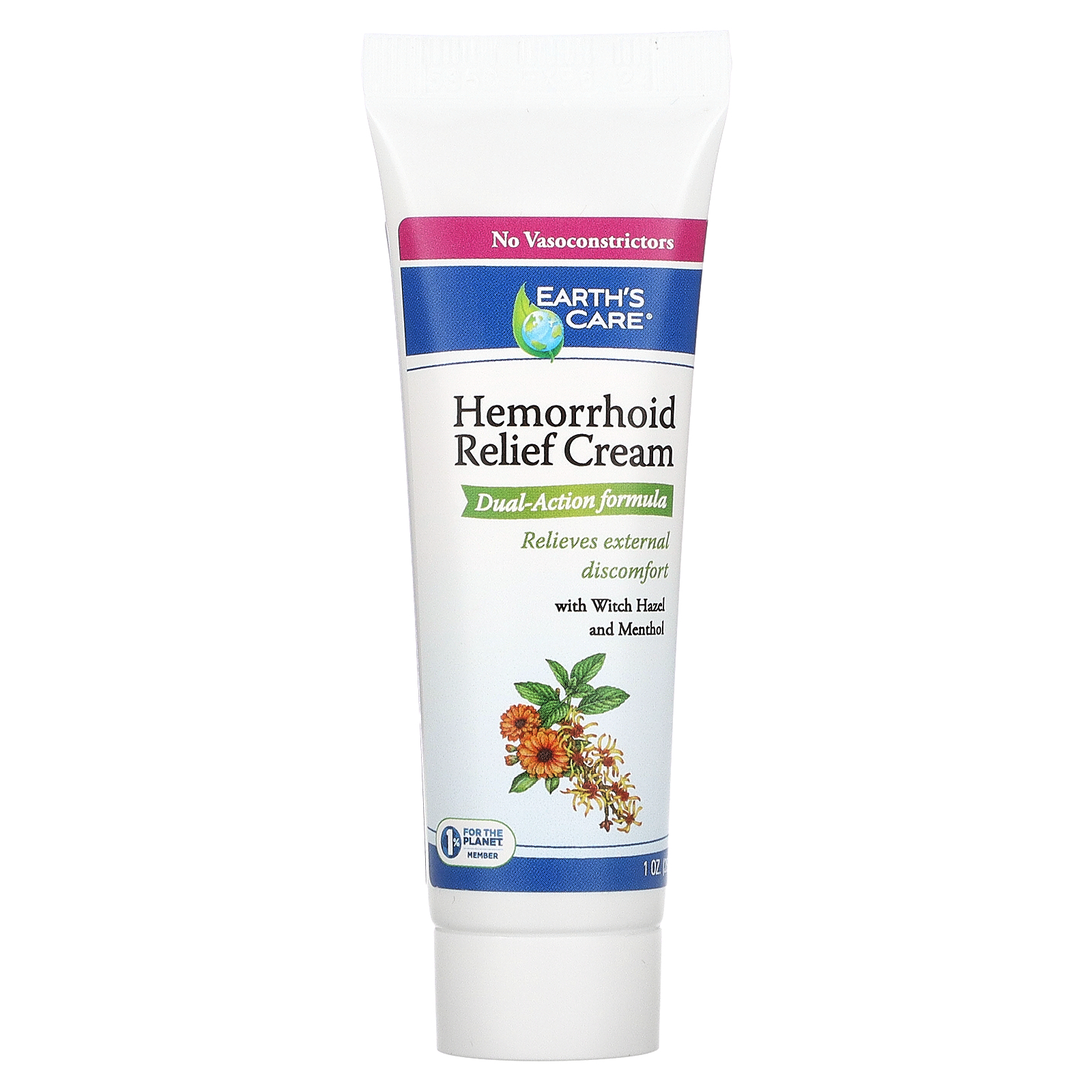 Earth's Care, Hemorrhoid Relief Cream with Witch Hazel and Menthol, 1