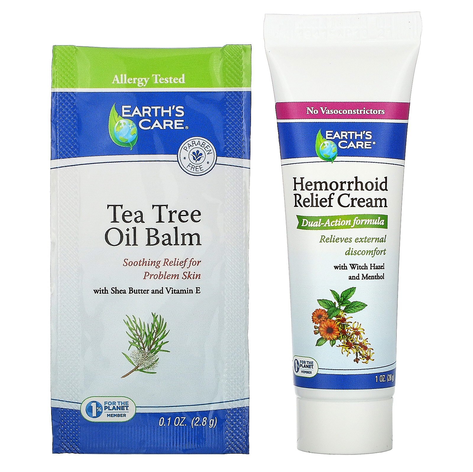 Earth's Care, Hemorrhoid Relief Cream with Witch Hazel and Menthol, 1