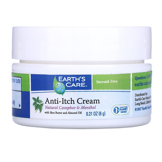 Earth's Care, 瘙痒缓解霜，含乳木果油和扁桃油，0.21 盎司（6 克）