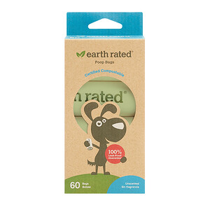 Отзывы о Earth Rated, Compostable Dog Bags, Unscented, 60 Bags, 4 Refill Rolls