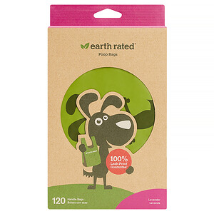 Отзывы о Earth Rated, Handle Bags, Dog Waste Bags, Lavender Scented, 120 Bags