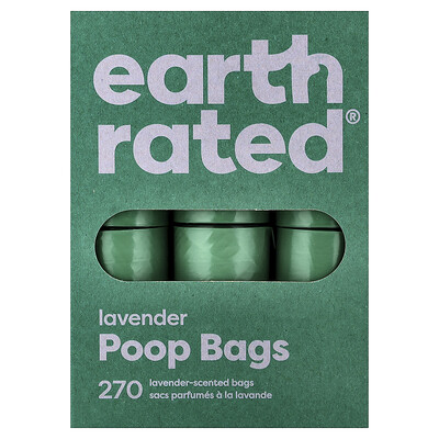 Earth Rated, Bolsas para excrementos de perro, lavanda, 270 bolsas