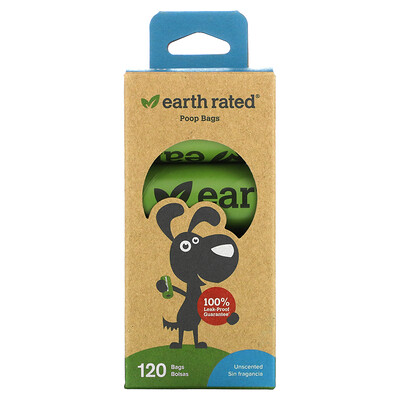 Earth Rated пакеты для уборки за собаками без запаха 120 пакетов 8 запасных рулонов