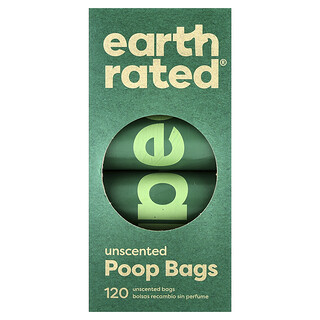 Earth Rated, 犬用エチケット袋、無香料、120枚、詰め替え用ロール8本入り
