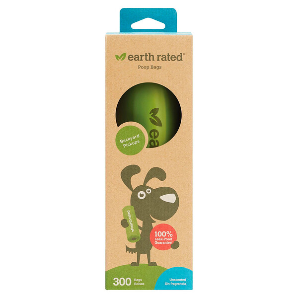 Earth Rated‏, Dog Waste Bags, Unscented, 300 Bags