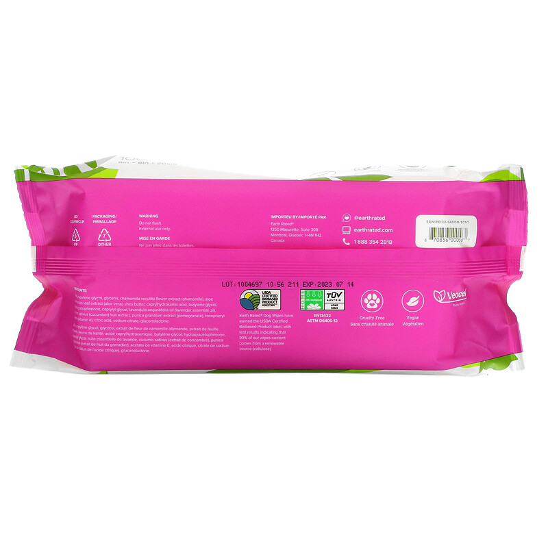 Earth Rated, Dog Wipes, Lavender, 100 Wipes iHerb