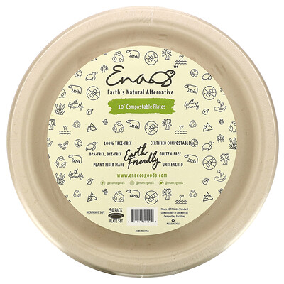 Купить Earth's Natural Alternative биоразлагаемые тарелки 25, 4 см (10 дюймов), 50 штук в упаковке
