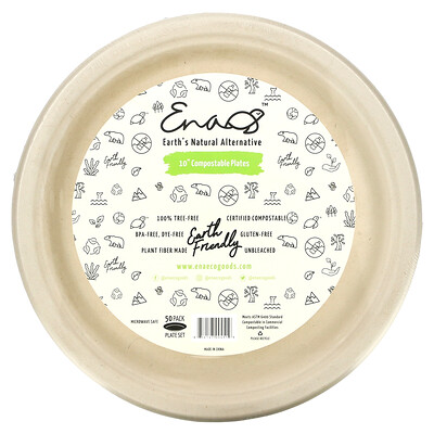 

Earth's Natural Alternative, 10 Compostable Plates, 50 Pack