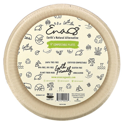 Earth's Natural Alternative 6" Compostable Plates, 50 Pack