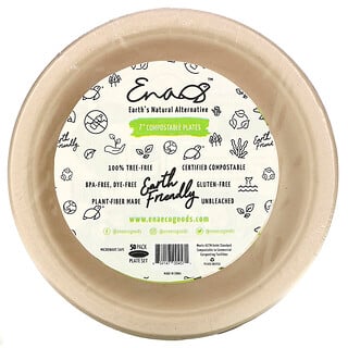 Earth's Natural Alternative, 7" Compostable Plates, 50 Pack