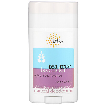 Earth Science Натуральный дезодорант, чайное дерево, лаванда, 70 г