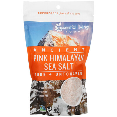 Essential Living Foods Ancient Pink Himalayan Sea Salt, Pure + Untouched, 16 oz (453 g)