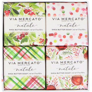 European Soaps, Via Mercato，Natale，乳木果脂肥皂套裝，4塊，每塊50克