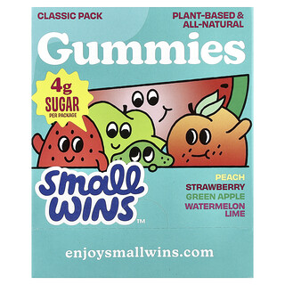 Enjoy Small Wins, gumene gume, klasično pakiranje, breskva, jagoda, zelena jabuka, lubenica, limeta, 6 pakiranja, 1,8 oz (50 g) svaki
