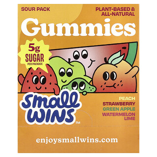 Enjoy Small Wins, gumene gume, kiselo pakiranje, breskva, jagoda, zelena jabuka, lubenica-limeta, 6 pakiranja, 1,8 oz (50 g) svaki