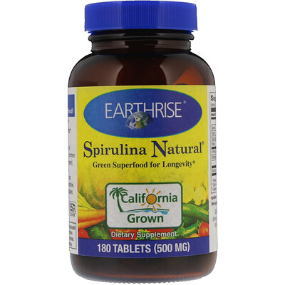 Earthrise Натуральная спирулина, 500 мг, 180 таблеток
