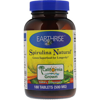 Earthrise, Spiruline naturelle, 500 mg, 180 comprimés