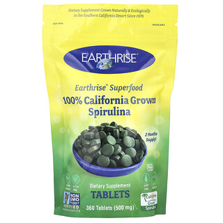 Earthrise, Spirulina 100% cultivată în California, 3.000 mg, 360 de tablete (500 mg per tabletă)