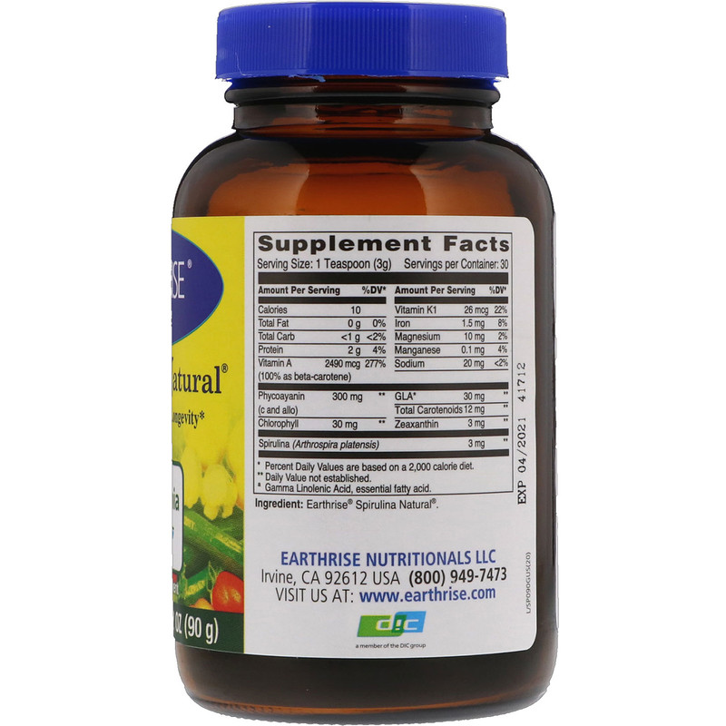 Earthrise, Spirulina Natural Powder, 3.2 oz (90 g) iHerb