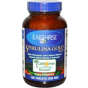 Купить Earthrise, Спирулина Золотая Плюс, 500 мг, 180 таблеток  на IHerb