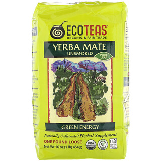 Eco Teas, Рассыпной чай «Чистый Йерба Мате», зеленая энергия, некопченый, 16 унций (454 г)