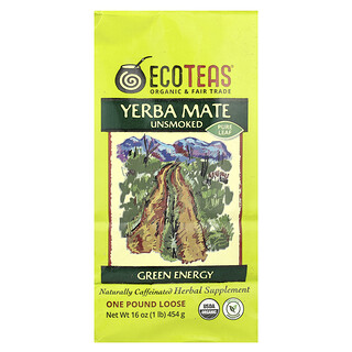 EcoTeas, Folha Pura de Erva-Mate à Granel, Energia Sustentável, Não Defumado, 16 oz (454 g)