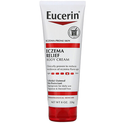 Eucerin Крем для тела Eczema Relief, подходит для кожи, пораженной экземой, бе отдушек, 8,0 унц. (226 г)