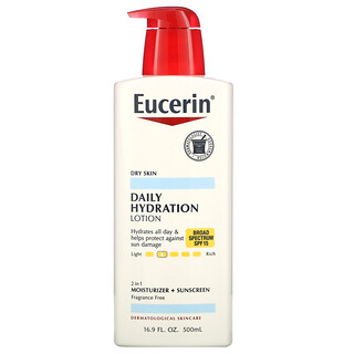 Eucerin, دهان للترطيب اليومي، واقٍ من الشمس بعامل حماية من الشمس 15، خالٍ من العطور، 16.9 أونصة سائلة (500 مل)