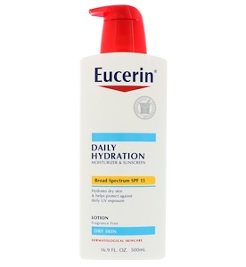 Eucerin, Лосьон, Ежедневное увлажнение, для сухой кожи, крем с защитным фактором SPF 15, без ароматизаторов, 500 мл