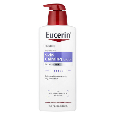 Eucerin, Loción calmante para la piel, Piel seca y con comezón, Sin fragancia, 500 ml (16,9 oz. líq.)