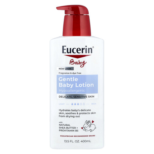 Eucerin, Baby, Gentle Lotion, Delicate, Sensitive Skin, Fragrance Free, 13.5 fl oz (400 ml)