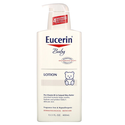Eucerin Baby, лосьон, без запаха, 400 мл (13,5 жидких унций)