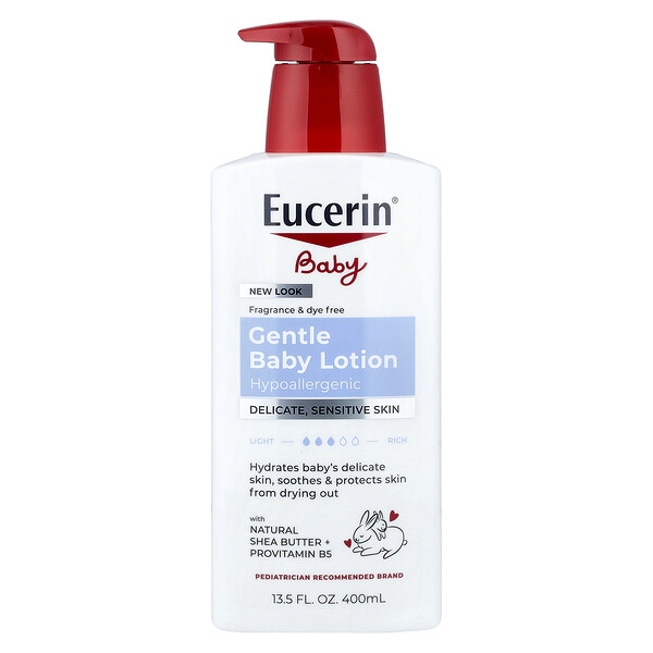 Eucerin Baby, Gentle Lotion, Delicate, Sensitive Skin, Fragrance Free, 13.5 fl oz (400 ml)