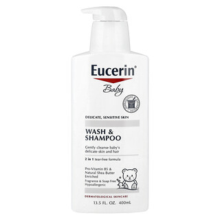 Eucerin, Champú y lavado de bebé, sin fragancia, 13.5 onzas (400 ml)