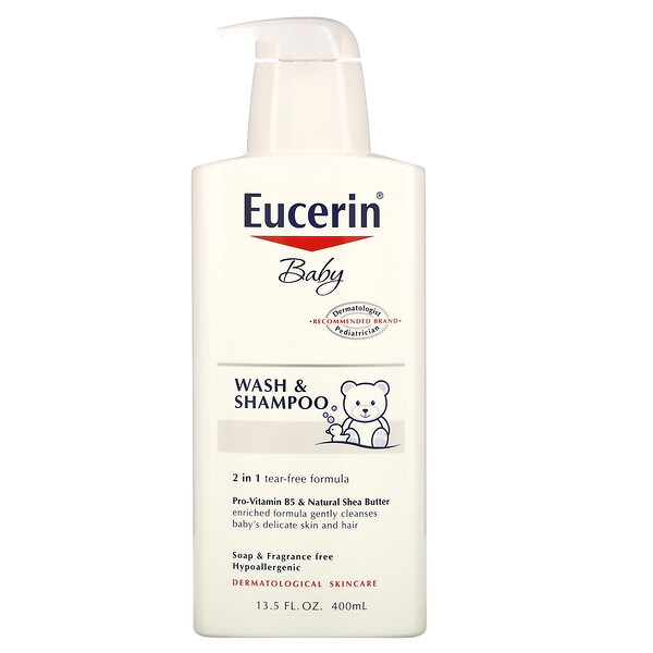 Eucerin, Baby, Waschlotion & Shampoo, parfümfrei, 13,5 fl oz (400 ml)