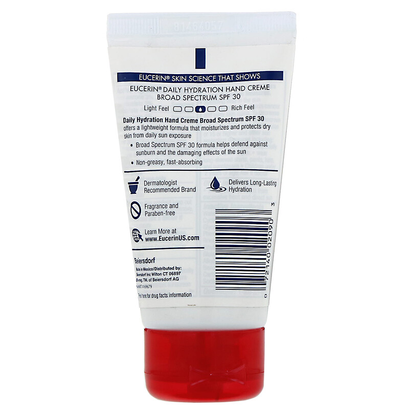 Eucerin, Daily Hydration Hand Creme, Moisturizer & Sunscreen, SPF 30
