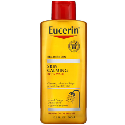Eucerin Skin Calming Body Wash, Fragrance Free, 16.9 fl oz (500 ml)