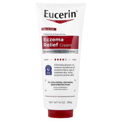 Eucerin, Crema para aliviar el eczema, Sin fragancia, 396 g (14 oz)