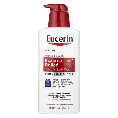 Eucerin, Alivio del eczema, Jabón en crema para el cuerpo, 400 ml (13,5 oz. Líq.)