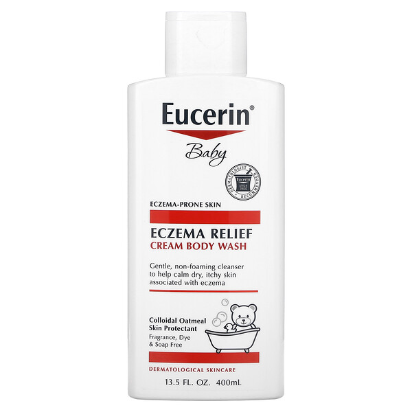 Eucerin‏, סבון רחצה להקלה על אקזמה לתינוקות, 400 מ“ל (13.5 אונקיית נוזל)