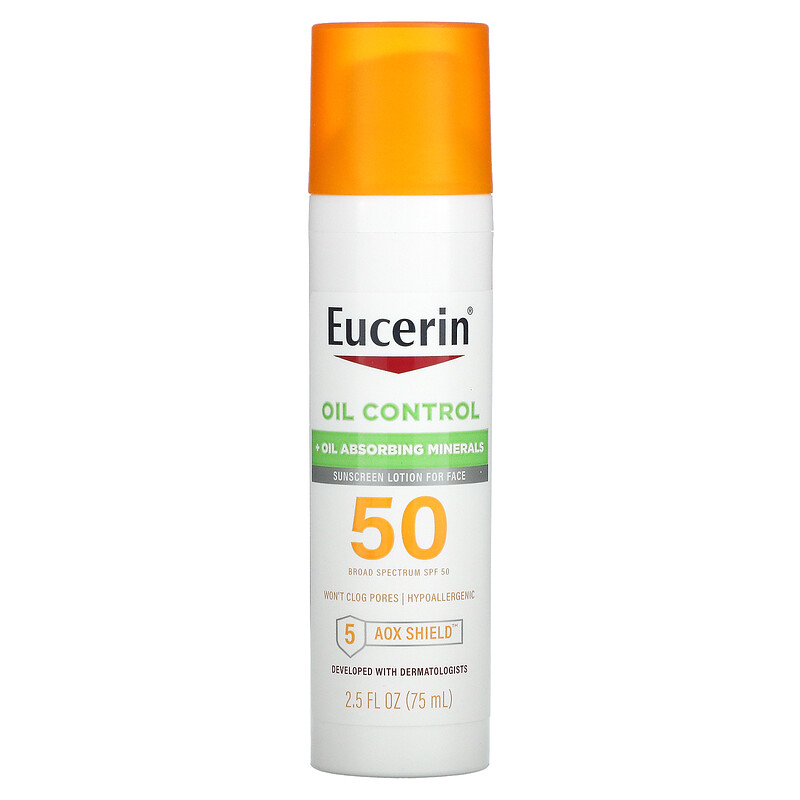 lindre Hurtigt foder Oil Control, Lightweight Sunscreen Lotion for Face, SPF 50, 2.5 fl oz (75  ml)