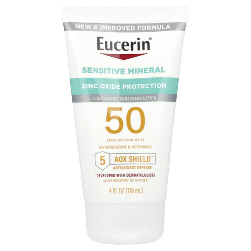 Eucerin, Sensitive Mineral, Lightweight Sunscreen Lotion, leichte Sonnenschutzlotion mit empfindlichen Mineralien, LSF 50, 118 ml (4 fl. oz.)