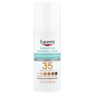 Eucerin, Tinted Sensitive Mineral Face Sunscreen Lotion, SPF 35, 1.7 fl oz (50 ml)