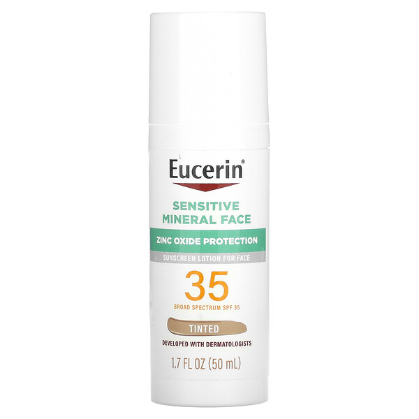 Eucerin, Sensitive Mineral Face Sunscreen Lotion, SPF 35, Tinted, 1.7