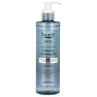 Eucerin, Gel nettoyant et hydratant, Pour le visage, Sans parfum, 400 ml